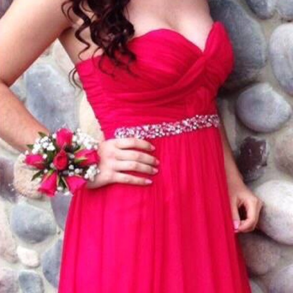 Pink Sequin Belt Prom Dress - Picture 4 of 4